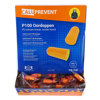CaluPrevent P100 oordoppen PU schuim oranje zonder koord per paar verpakt