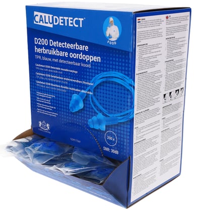 CaluDetect D200 detecteerbare oordoppen TPR blauw detecteerbaar koord per paar verpakt 