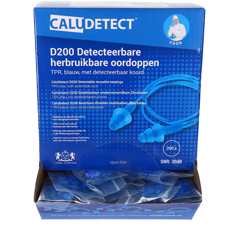 CaluDetect D200 detecteerbare oordoppen TPR blauw