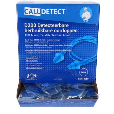 CaluDetect D200 detecteerbare oordoppen TPR blauw detecteerbaar koord per paar verpakt 