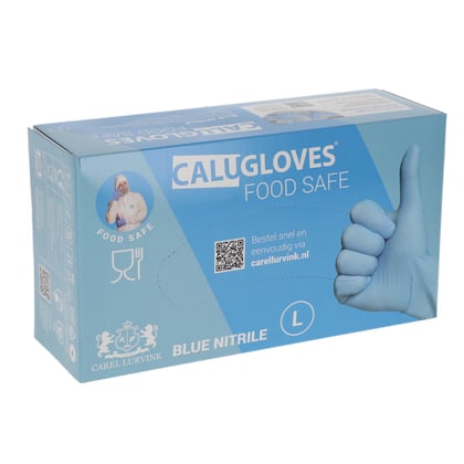 CaluGloves Food Blue nitrile disposable handschoenen maat S 100 stuks