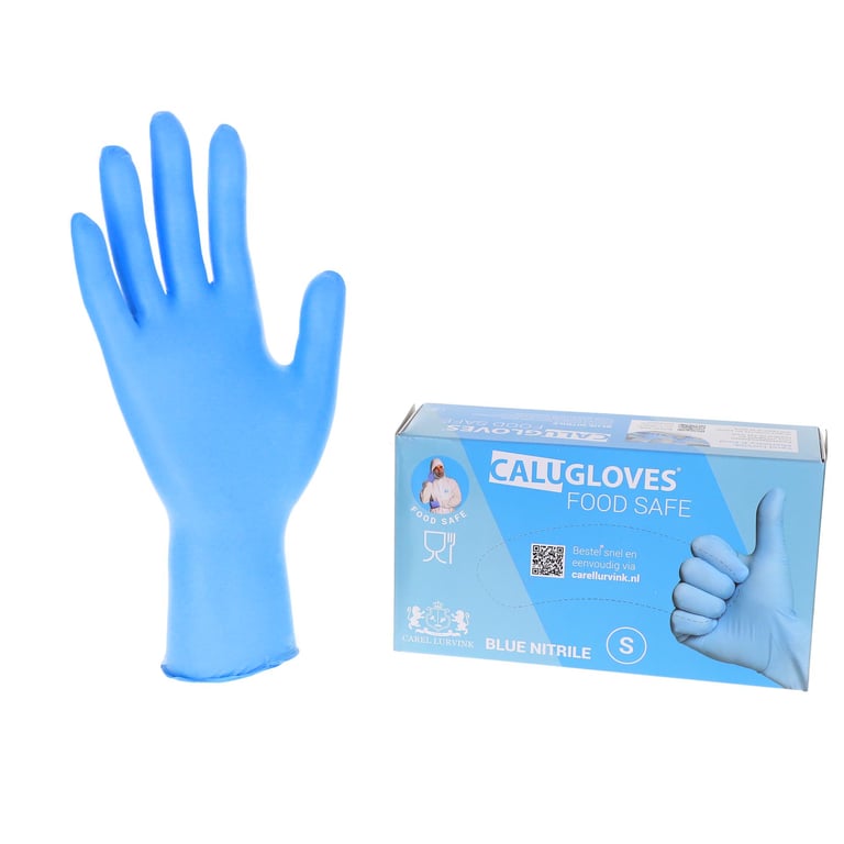 CaluGloves Food Safe Blue nitril wegwerphandschoenen 100 stuks