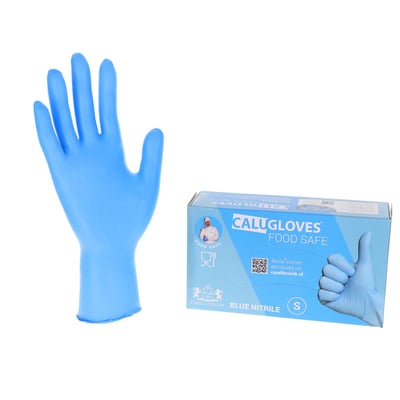 CaluGloves Food Safe Blue nitril wegwerphandschoenen maat S 100 stuks
