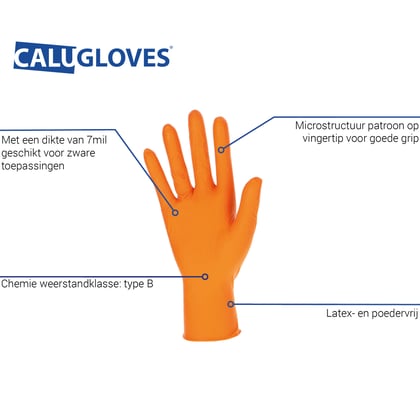 CaluGloves Orange heavy duty nitrile  disposable handschoenen maat M 100st