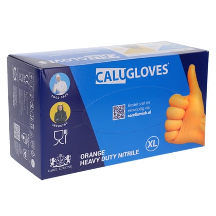 CaluGloves Orange heavy duty nitrile disposable handschoenen maat 2XL 90st 