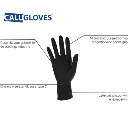 CaluGloves Food Safe black nitrile disposable handschoenen maat S 100st