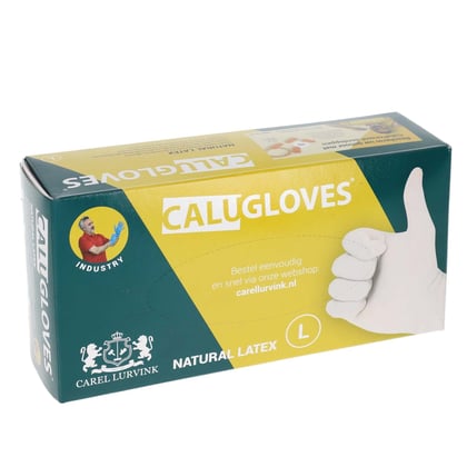 CaluGloves Natural Latex disposable handschoenen maat L 100 stuks