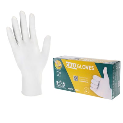CaluGloves White latex disposable handschoen  100 stuks maat L 