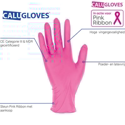 CaluGloves Medical Pink Care nitril  wegwerphandschoenen maat S 100st