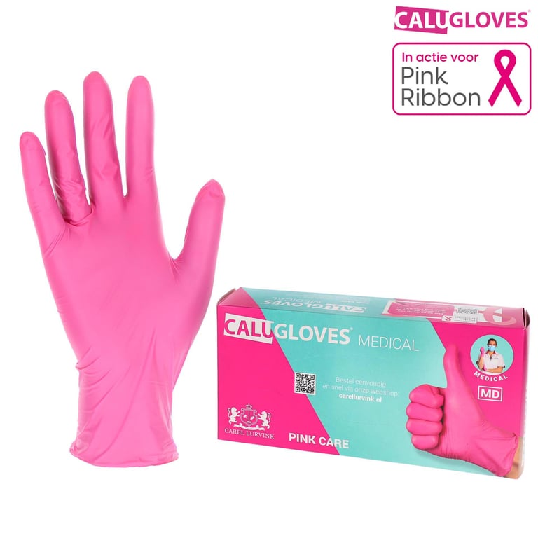 CaluGloves Medical Pink Care nitril wegwerphandschoenen 100st