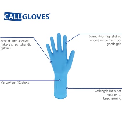 CaluGloves Strong Grip Latex  huishoudhandschoen blauw maat S