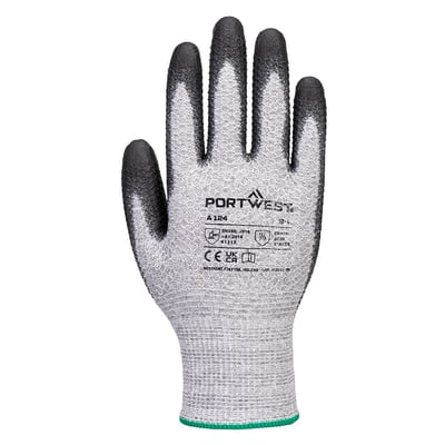 Portwest grip 13 PU Diamond gebreide handschoen  zwart grijs maat XS 