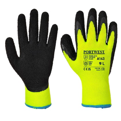 Portwest thermische soft grip handschoen geel/zwart maat M