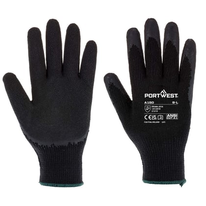 Portwest Klassieke latex griphandschoenen zwart maat 2XL