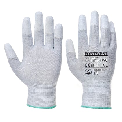 Portwest PU vingertop handschoen antistatisch grijs maat 2XS