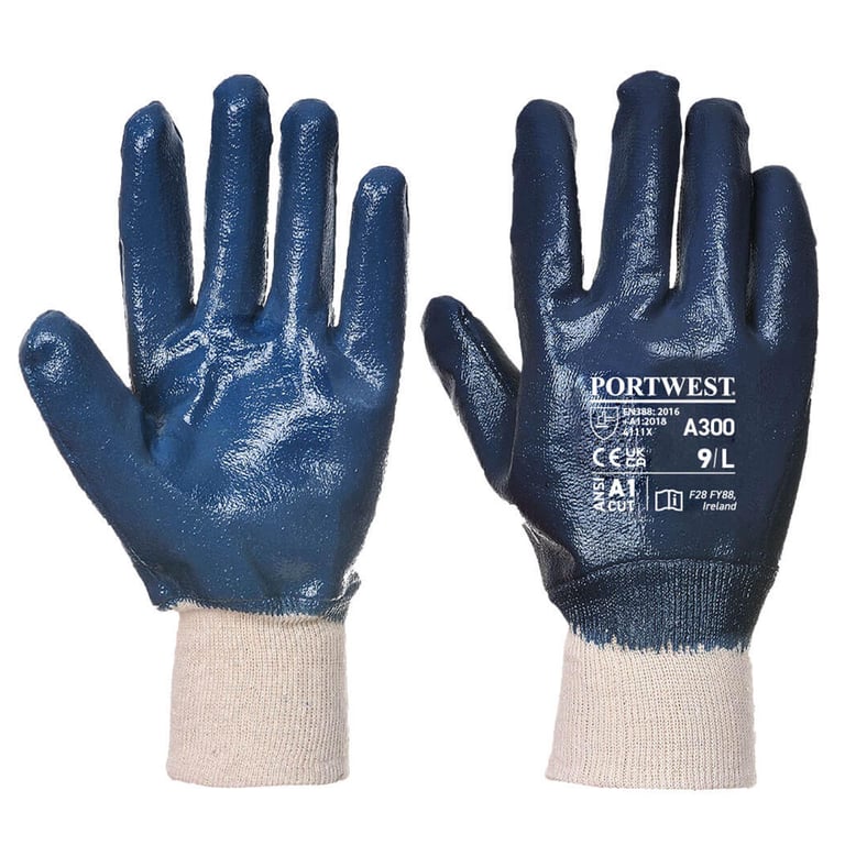 Portwest Nitril handschoen met gebreid manchet blauw