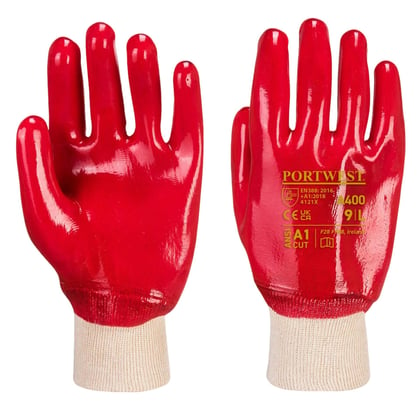 Portwest PVC Knitwrist handschoen rood maat M (8)