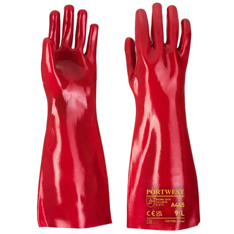 Portwest PVC werkhandschoen 45cm rood