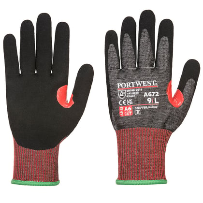 Portwest CT200 AHR13 handschoen snijbestendig nitril zwart maat XL