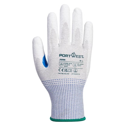Portwest LR13 ESD PU palmhandschoen grijs wit maat XS