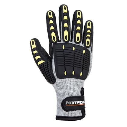 Portwest anti impact snijbestendige handschoen  gevoerd grijs/zwart maat S 