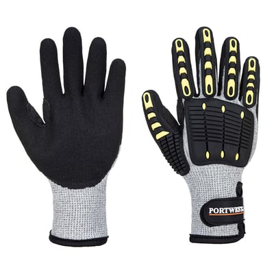 Portwest anti impact snijbestendige handschoen  gevoerd grijs/zwart maat S 
