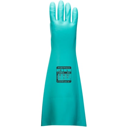 Portwest verlengde lengte nitrile handschoen groen maat M