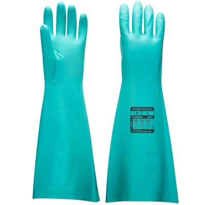 Portwest verlengde lengte nitrile handschoen groen maat M