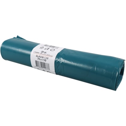 Afvalzak 90x110cm blauw LDPE T50 20st 