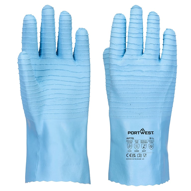 Portwest FD chemicaliën B latex handschoen blauw