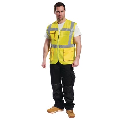 Portwest Madrid Hi-Vis half mesh executive vest geel maat 3XL 