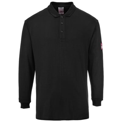 Portwest poloshirt vlamvertragend en antistatisch lange mouw zwart maat S