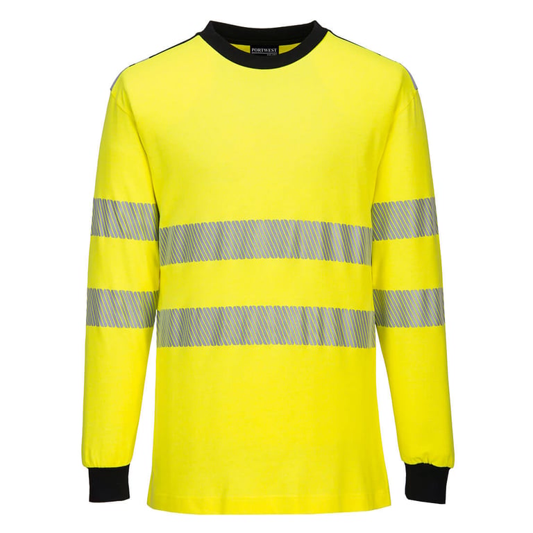 Portwest PW3 vlamvertragend Hi-Vis t-shirt lange mouw geel