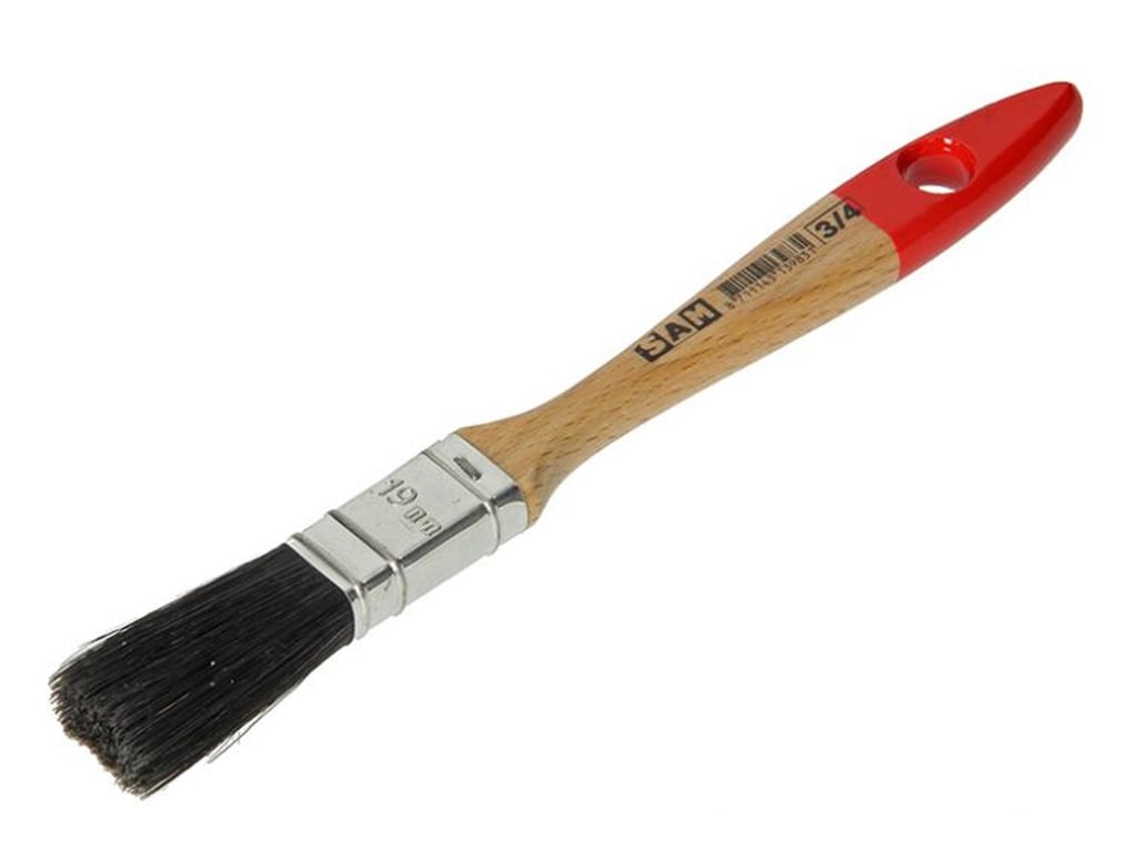 Platte kwast hout met rode punt