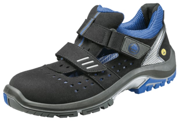 Bata Quantum S1P ESD veiligheidssandaal laag met klittenbandsluiting zwart en blauw
