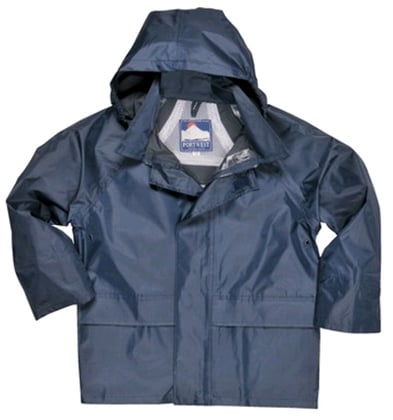 Klassieke junior regenjas marine 100% polyester, PVC laag