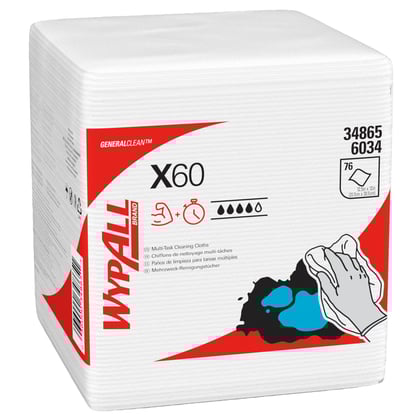 Wypall X60 poetsdoeken 1-lgs 36,5x31,5cm 76 vellen wit