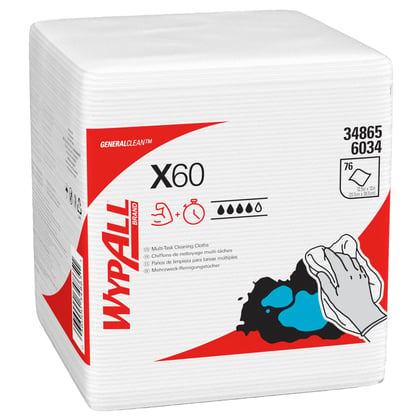 Wypall X60 poetsdoeken 1-lgs 36,5x31,5cm 76 vellen wit