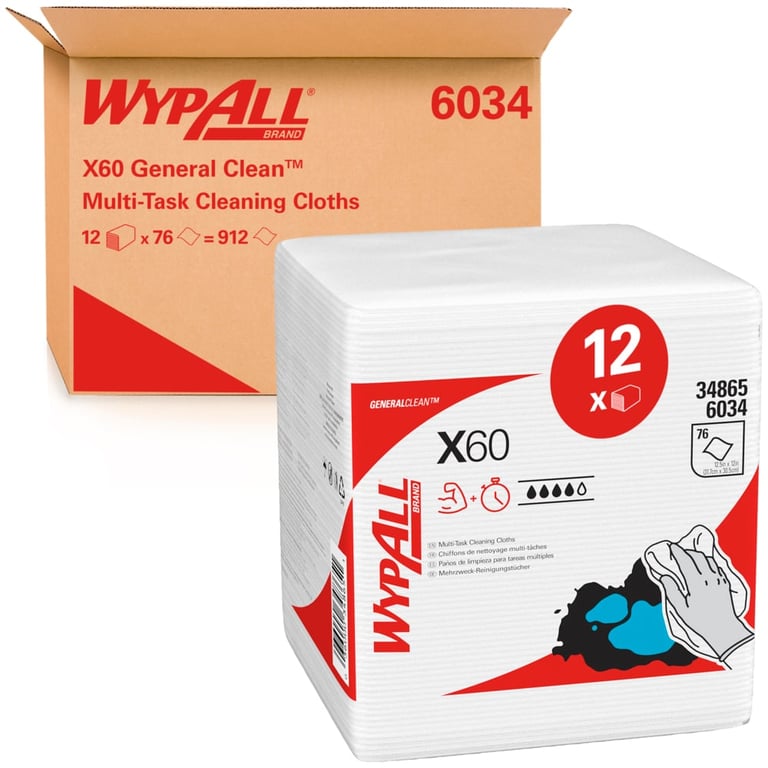 Wypall X60 poetsdoeken wit 1-lgs 36,5x31,5cm 76vel