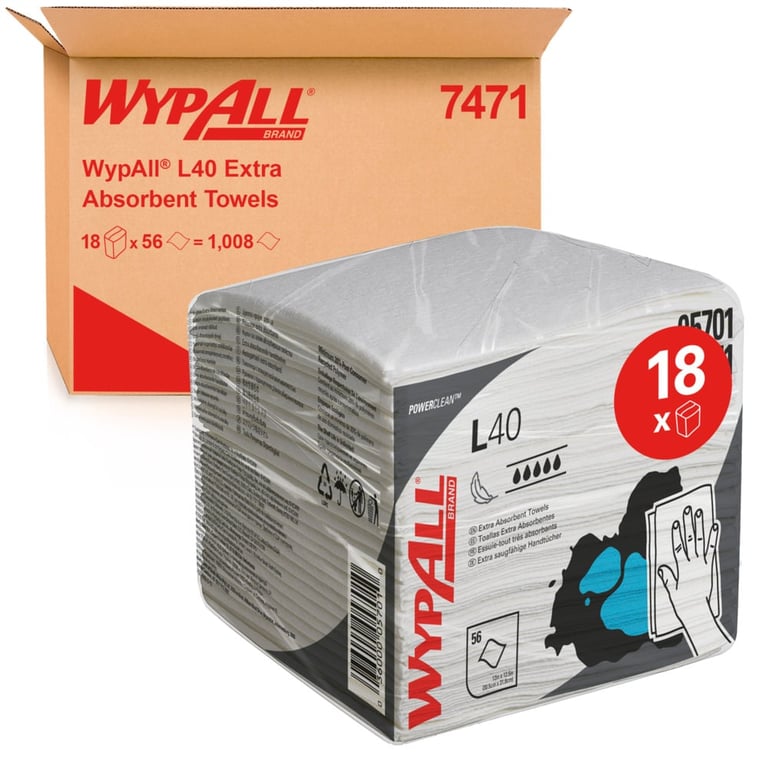 Wypall L40 poetsdoeken 1lgs 30,4x31,7cm wit 18x56st