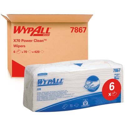 Wypall X70 poetsdoek 1-lgs 38x42cm 6 x 70 doeken wit