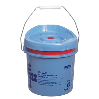 Kimberly-Clark Wettask poetsdoek blauw in dispenser emmer
