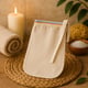 Hammam scrubhandschoen Kese dun beige met gekleurde rand