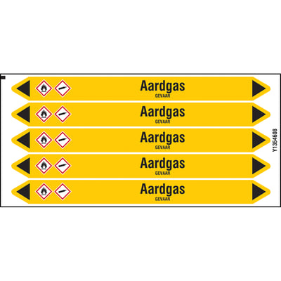 Brady individuele leidingmerkes op kaart "Aardgas" 150x12mm 5st