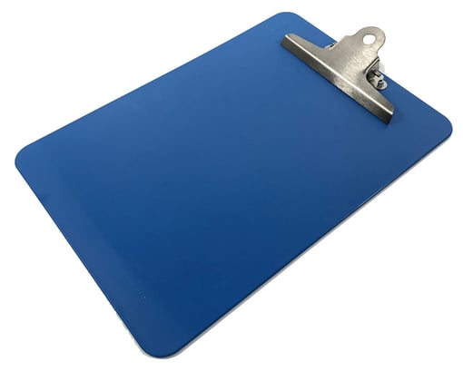 CaluDetect detecteerbaar kunststof klembord A4 blauw met rvs clip 