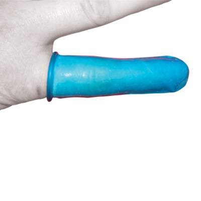 CaluDetect niet detecteerbare rubberen vingerbob blauw 25st
