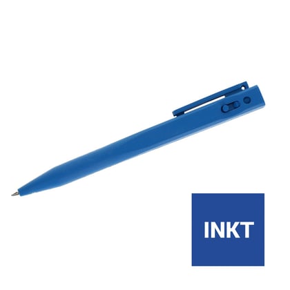 CaluDetect standaard pen detecteerbaar blauw met clip en blauwe inkt zonder logo