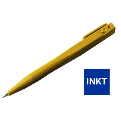 CaluDetect standaard pen detecteerbaar geel met clip en blauwe inkt