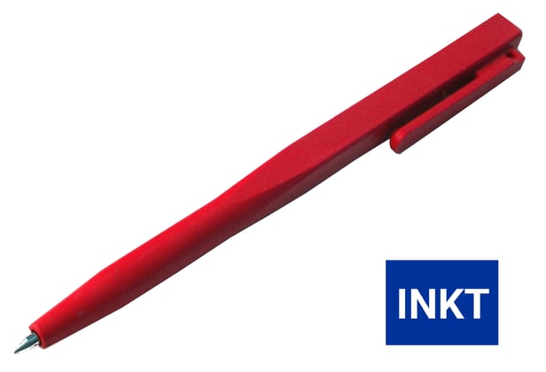CaluDetect eendelige pen detecteerbaar rood met clip en blauwe inkt