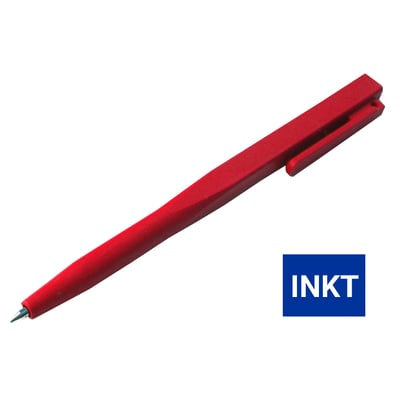 CaluDetect eendelige pen detecteerbaar rood met clip en blauwe inkt